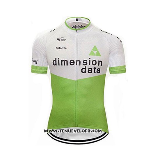 2018 Maillot Ciclismo Dimension Data Blanc et Vert Manches Courtes et Cuissard